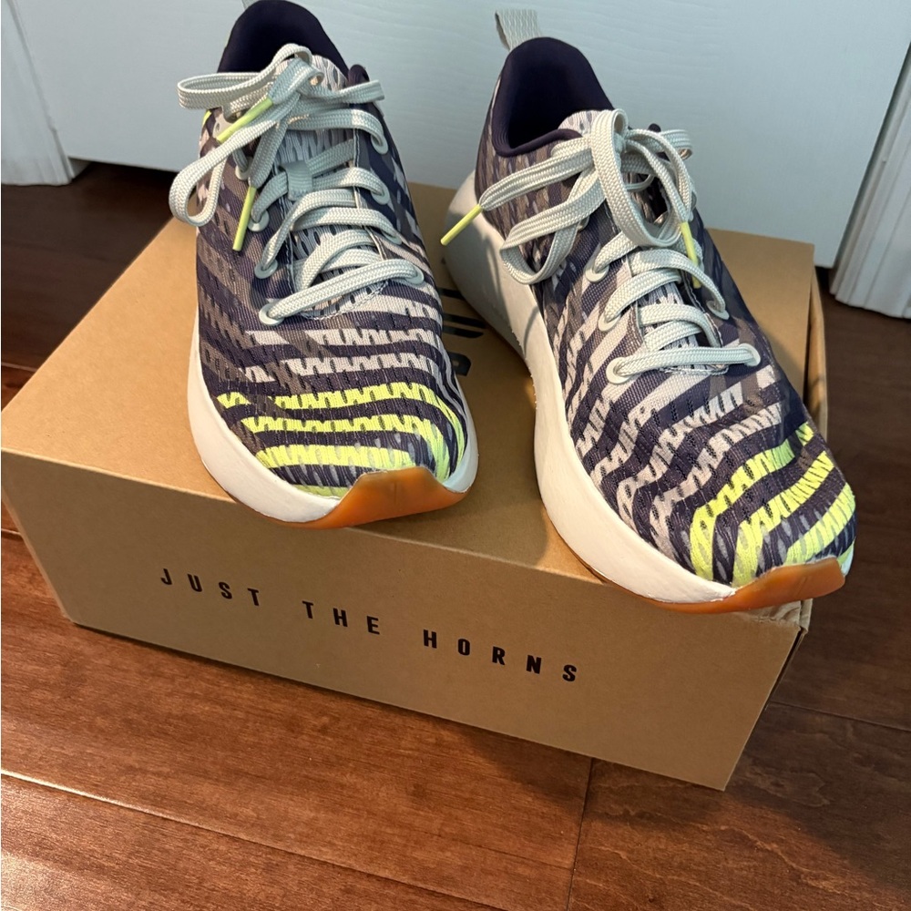 Unisex Athletic Sneakers in Navy, Gray & Neon Yellow